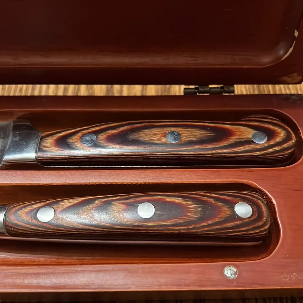 Johnson Rare wood knife set in wood box gift set